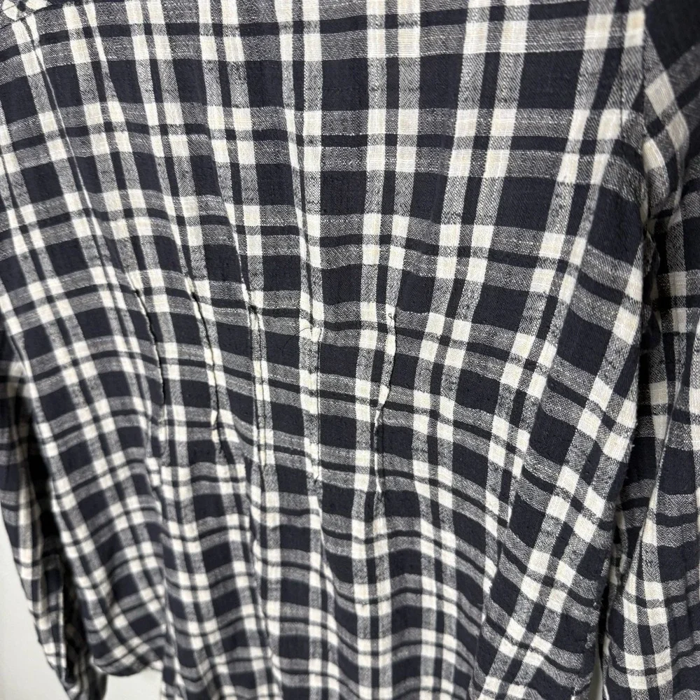 Free People Catch Up With Me Plaid Flannel Shirt Black Purple Womens Smal